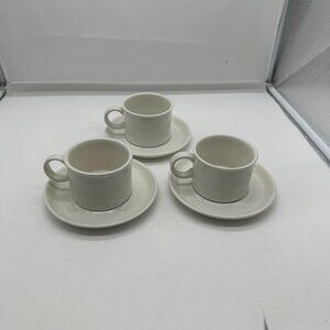 Set of 3 Midwinter Stongehenge White Flat Cups Mugs & Saucers Vintage